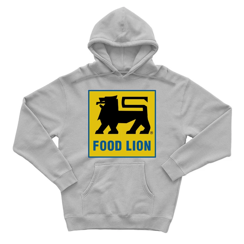 Food Lion Supermarket Chain Logo with Black Lion on Yellow Background Male Pullover Hoodie