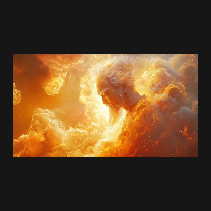 Celestial Fire: Divine Being in Cosmic Clouds Desk Mat
