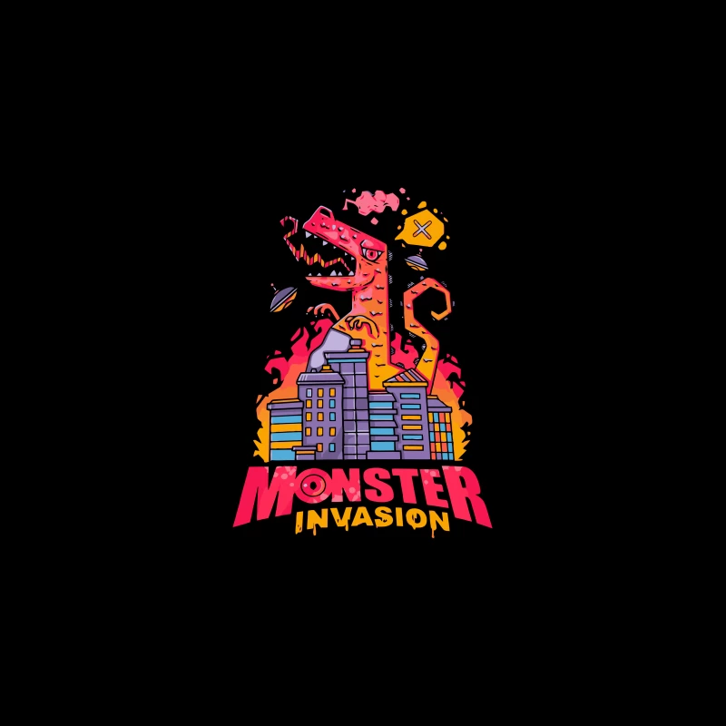 Monster Invasion: A Colorful Cartoon Illustration Travel Mug