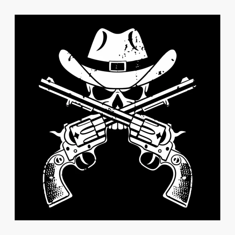 Western Outlaw Skull and Revolvers Pin