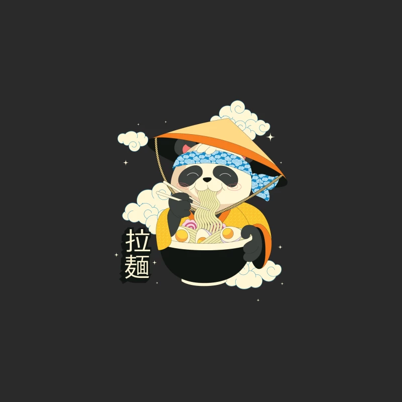 Cute Cartoon Panda Enjoying Asian Ramen noodle Baseball Cap