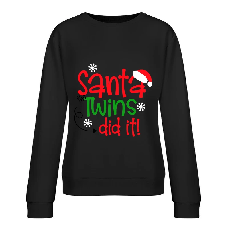 Blague de Noël avec Santa et les Jumeaux Femme Sweat-shirt à enfiler