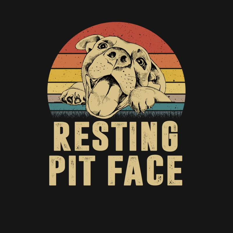 Visage de pit bull sur fond rétro Homme Manches Longues T-Shirt