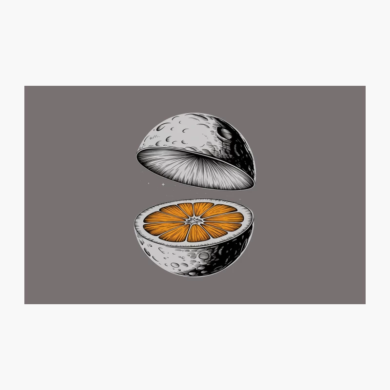 Surreal Moon Orange: A Hybrid Cosmic Fruit Illustration Travel Mug