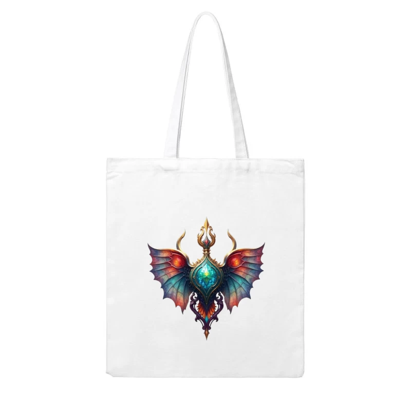 Mystical Dragon Wing Pendant with Turquoise Crystal Cotton Tote Bag