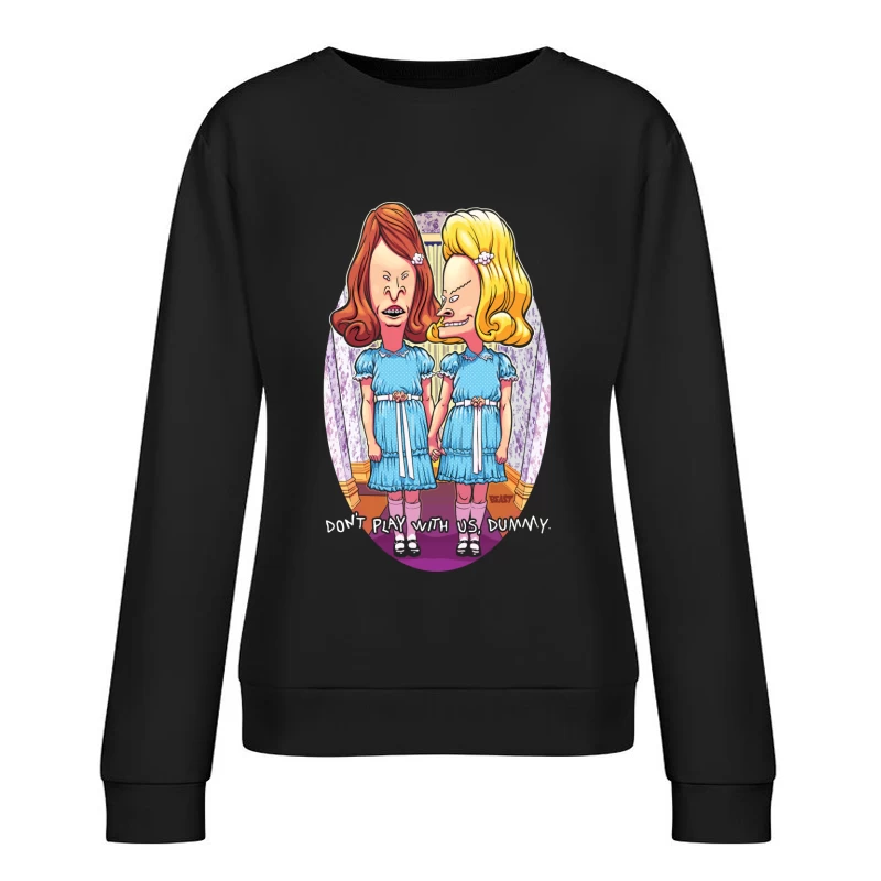 Humorous Cartoon Parody of Horror Characters Female Pullover Sweatshirt