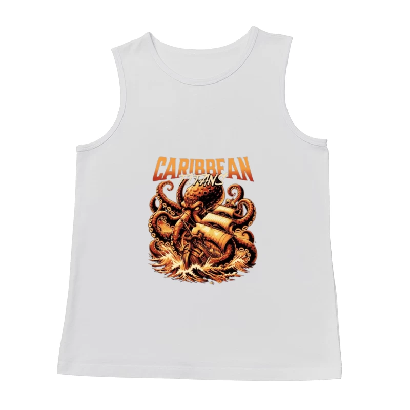 Giant Caribbean Octopus Attacking Sailing Ship Illustration Male Tank Top