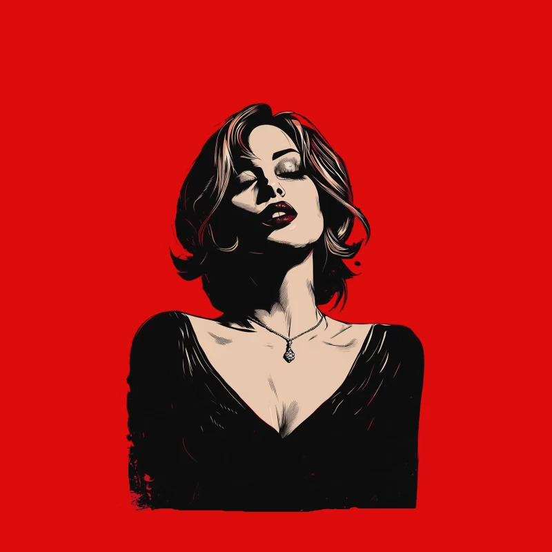 Stylized Dramatic Portrait of Dark-Haired Woman Male Tank Top