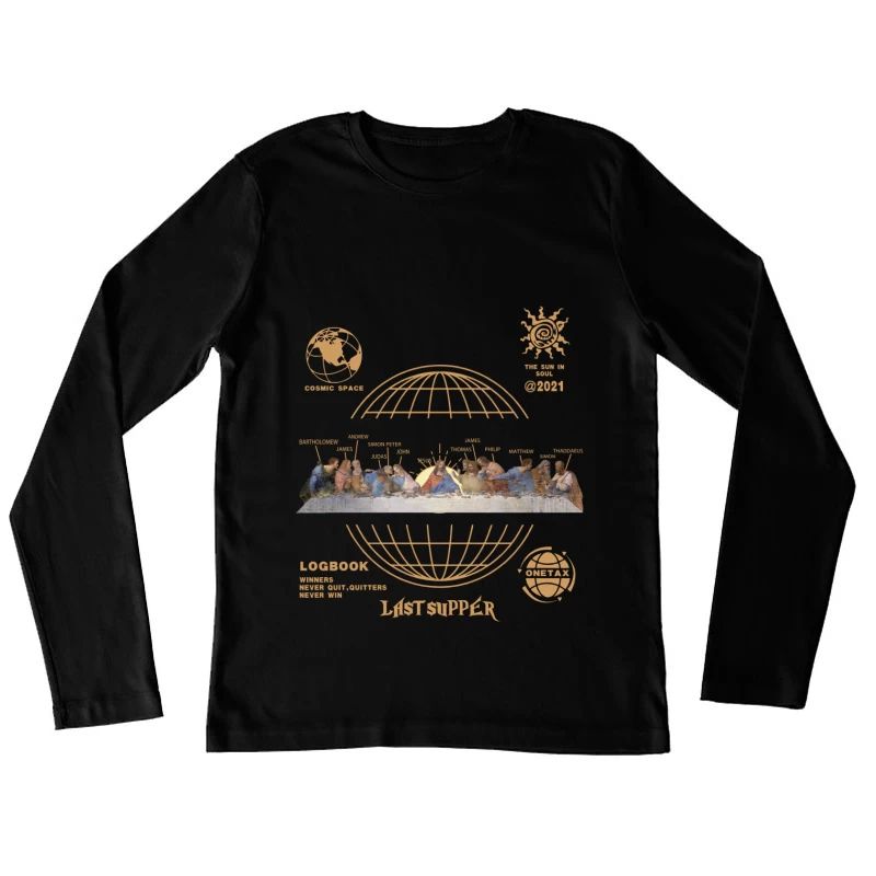 Das letzte Abendmahl im Weltraum Damen Langarm T-Shirt