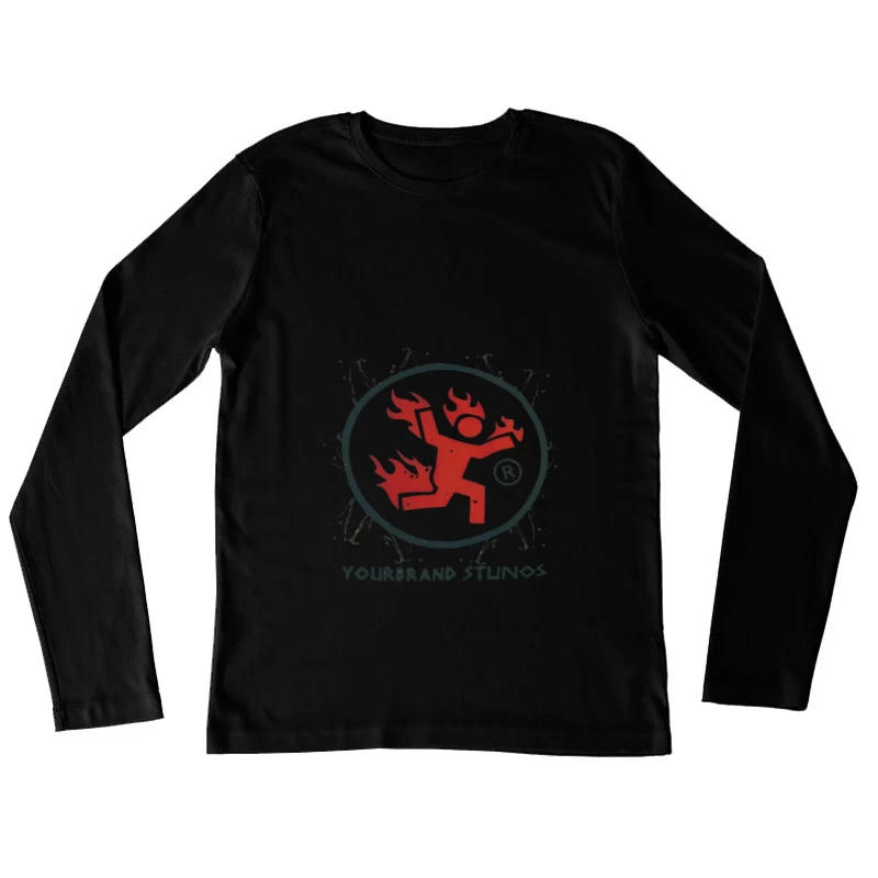 Logo de Silhouette en Flammes Femme Manches Longues T-Shirt