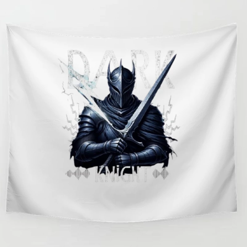 Dark Knight with Ancient Blade - Fantasy Warrior Illustration Tapestry