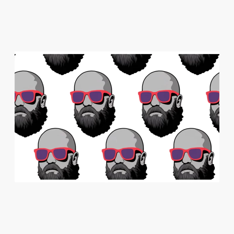 Repetitive Pattern of Bald Bearded Men in Pink Sunglasses Travel Mug