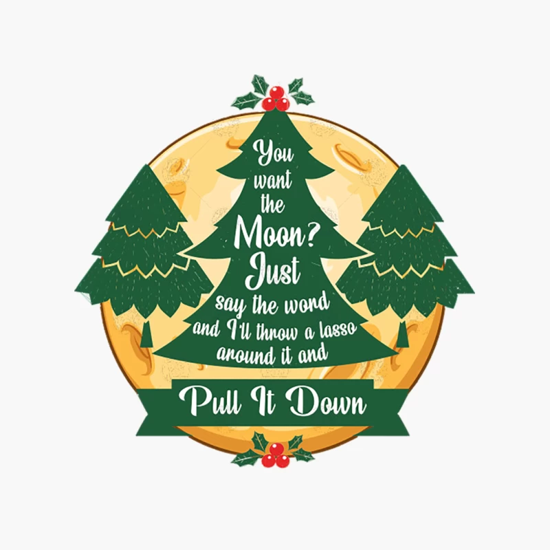 Whimsical Christmas Tree Moon Lasso Quote Cotton Tote Bag