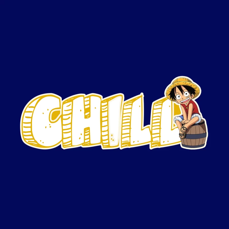 Chill Anime Illustration of Luffy from One Piece Desk Mat