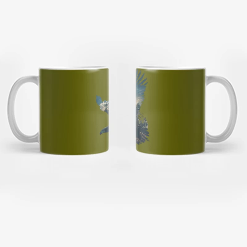 Majestic Eagle with Forest Silhouette Coffee Mug