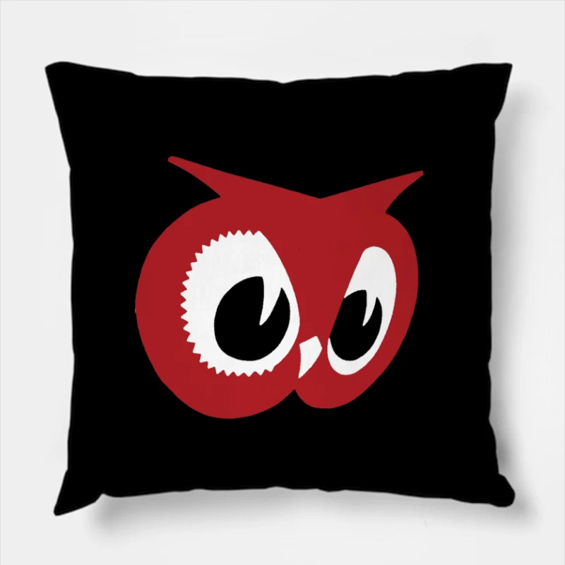 Red Owl Minimalist Logo Design Throw Pillow