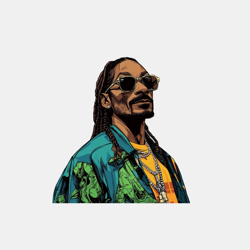 Stylish Rapper Illustration with Dreadlocks and Colorful Attire Male Tank Top