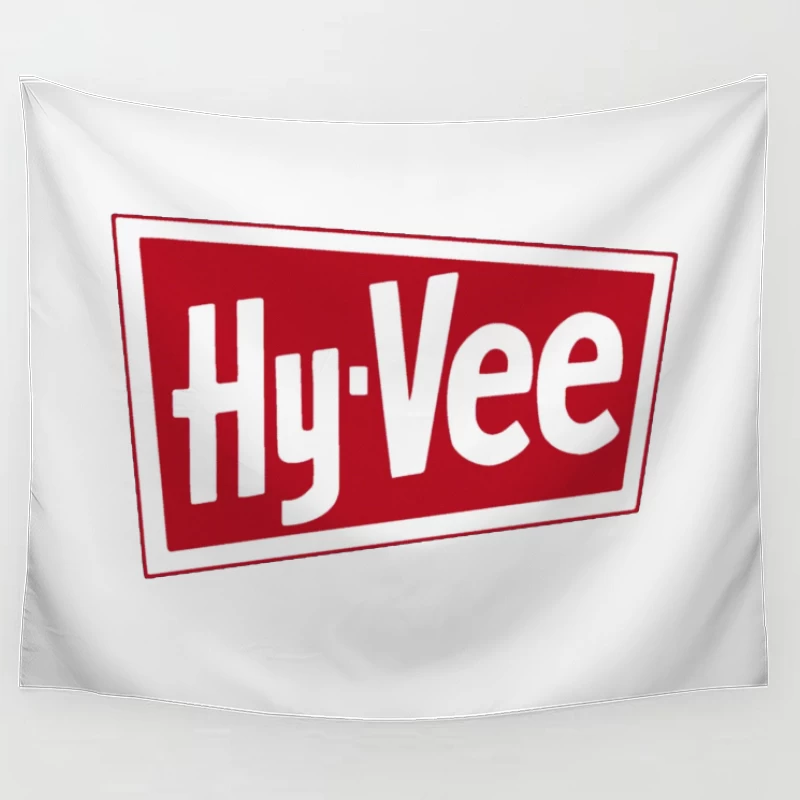 Hy-Vee Supermarket Chain Logo in Red and White Tapestry