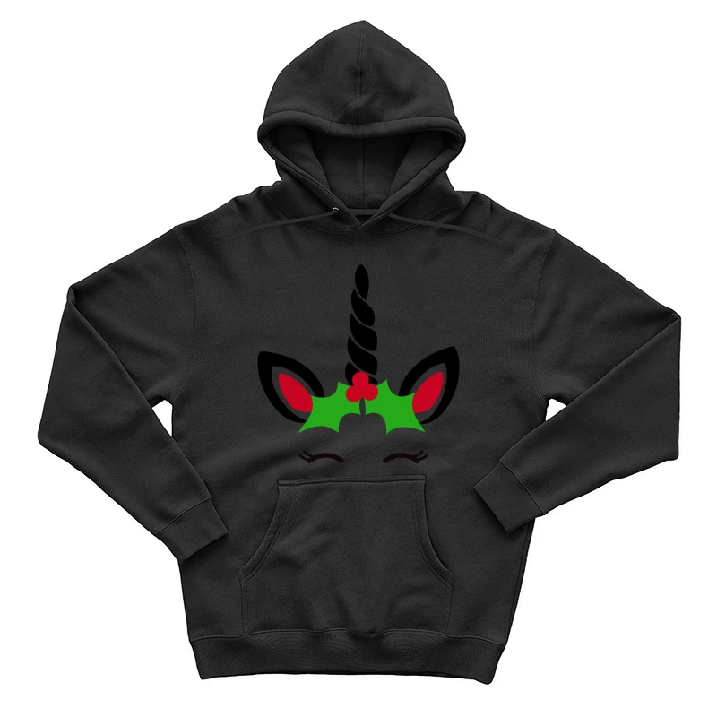 Corne de Licorne Festive avec Feuilles de Houx et Cils Homme Sweat à capuche