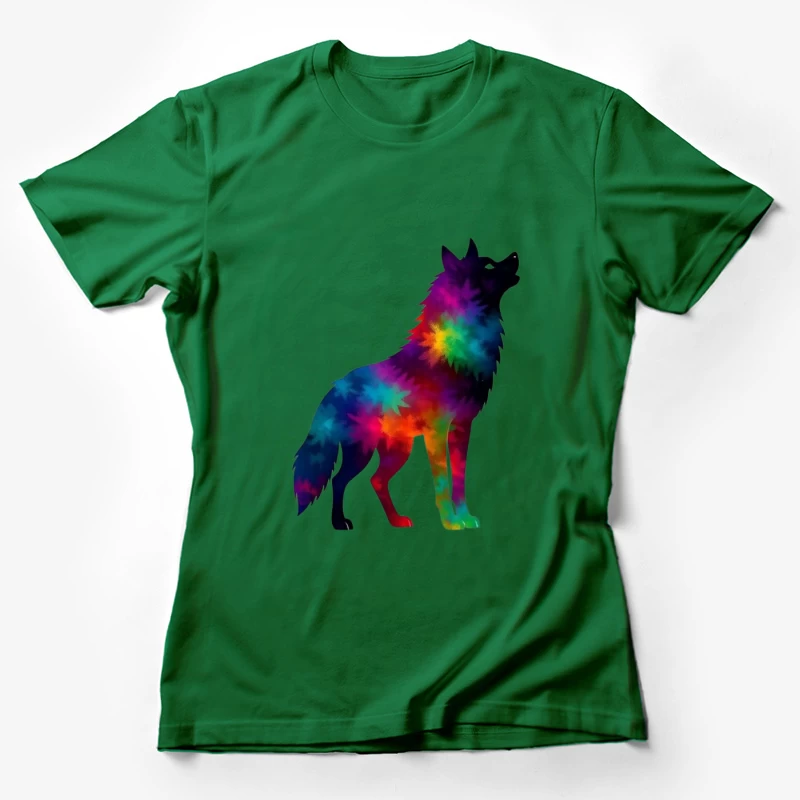 Colorful Howling Wolf Silhouette Female T-Shirt