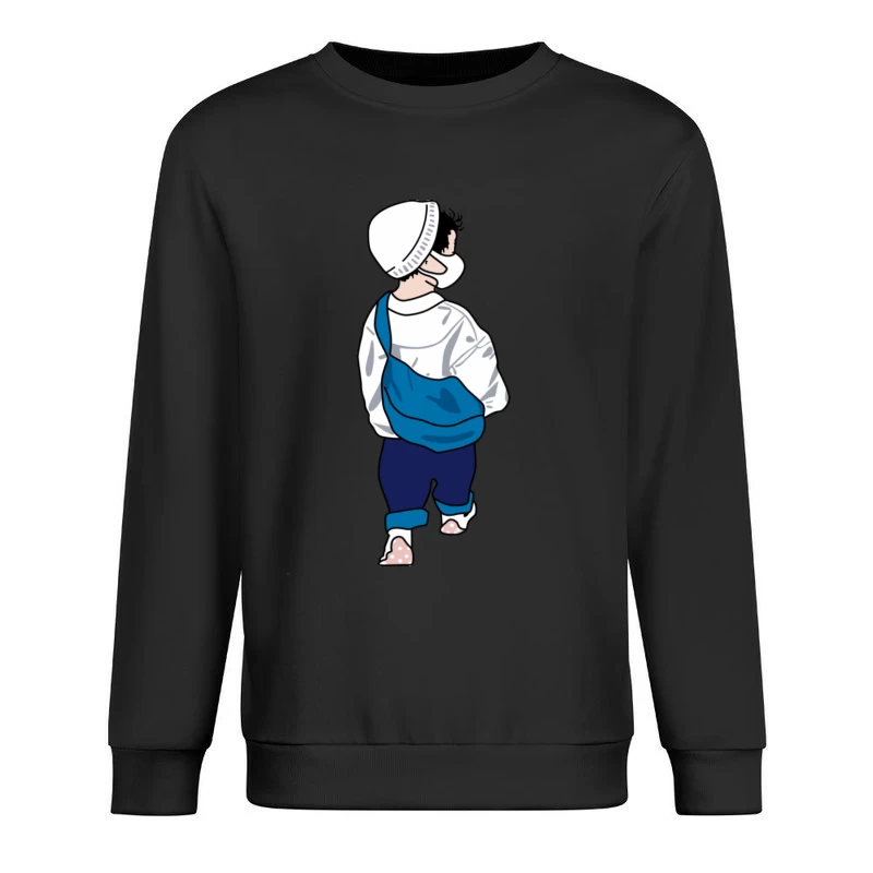 Kleinkind mit weißer Mütze und blauer Tasche Herren Pullover Sweatshirt
