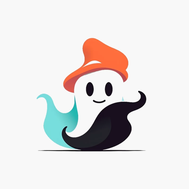 Cute Ghost Mascot with Orange Hat Cotton Tote Bag