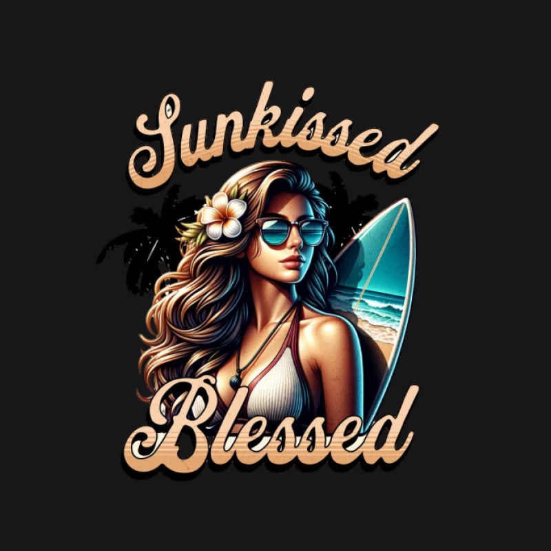 Beauté de plage ensoleillée avec planche de surf Femme Sweat à capuche