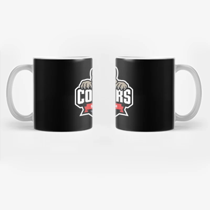 Fierce Cougar Sports Team Logo with Red Banner Coffee Mug