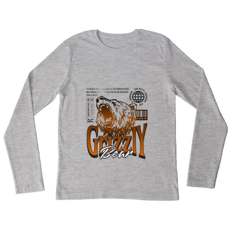 Design graphique d'un ours Grizzly Femme Manches Longues T-Shirt