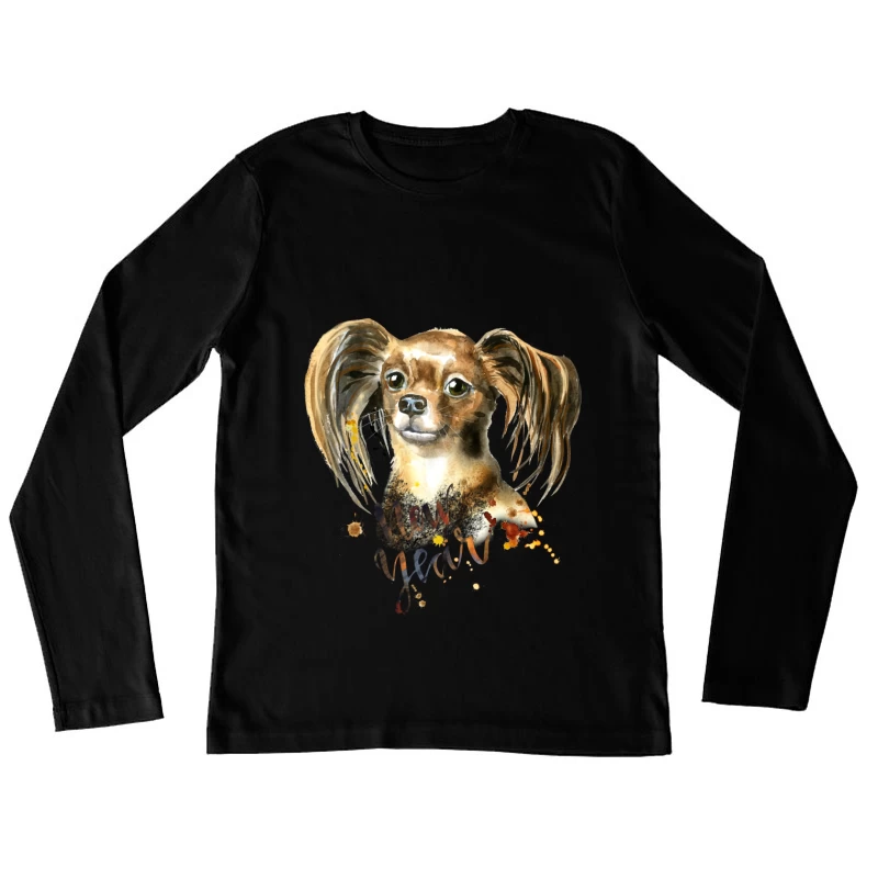 Portrait de chien et Nouvel An aquarelle Femme Manches Longues T-Shirt