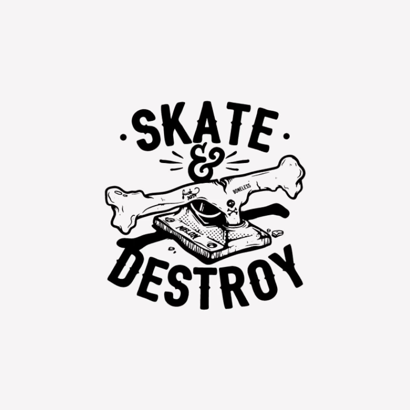 Graphique Skate et Détruire avec Os et Skateboard Homme T-Shirt