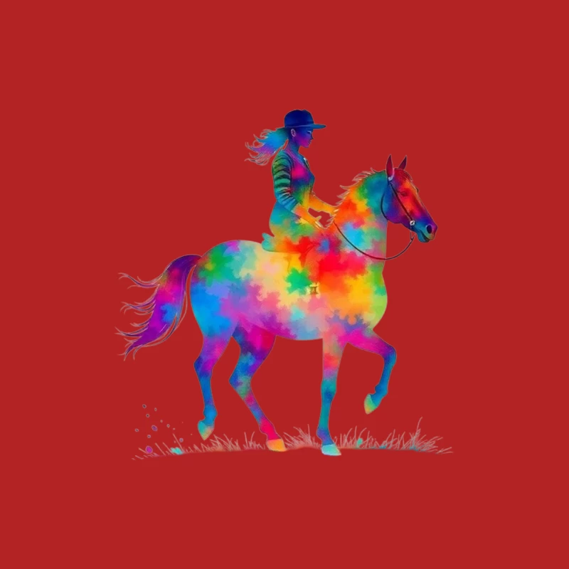 Colorful Horse Rider Female T-Shirt