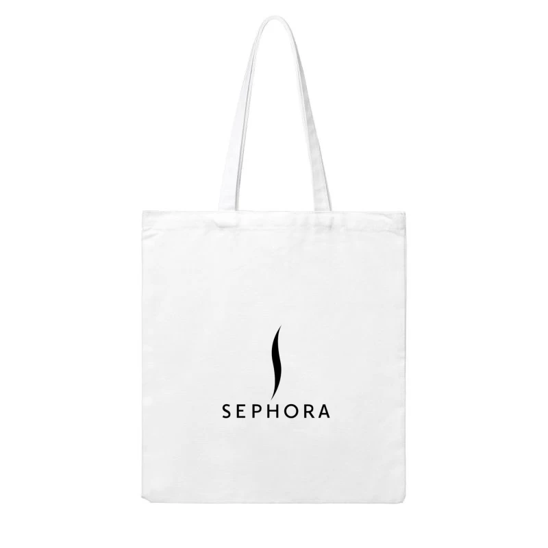 Sephora Black and White Minimalist Beauty Retailer Logo Cotton Tote Bag