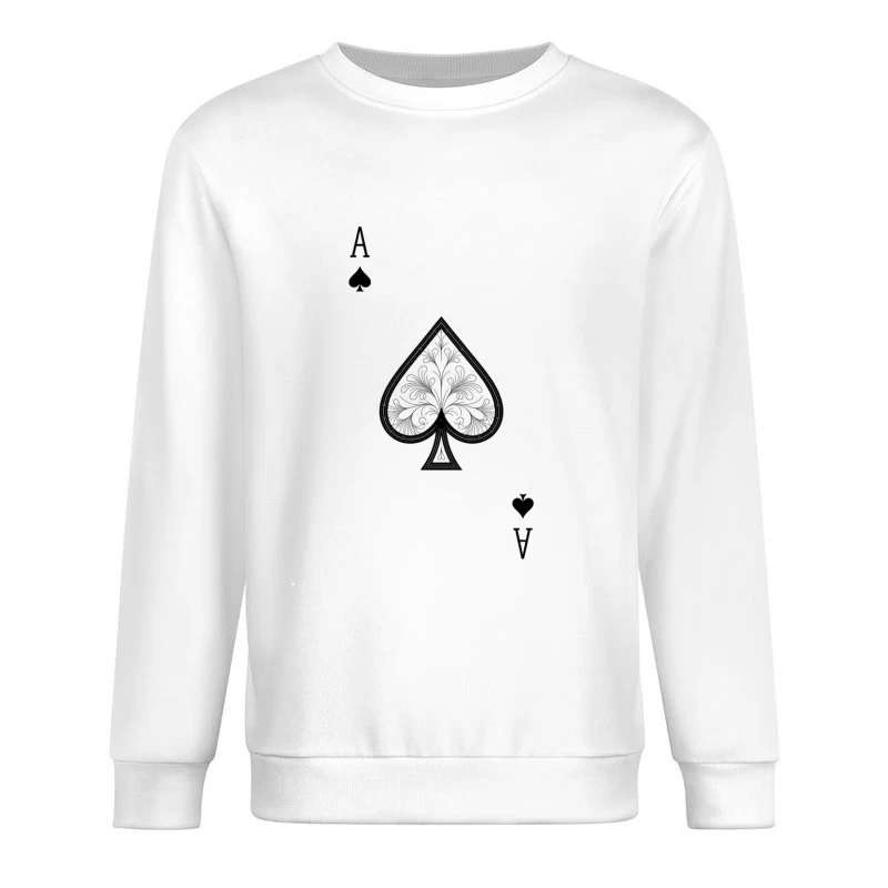 Ornate Ace of Spades Playing Card Design Male Pullover Sweatshirt