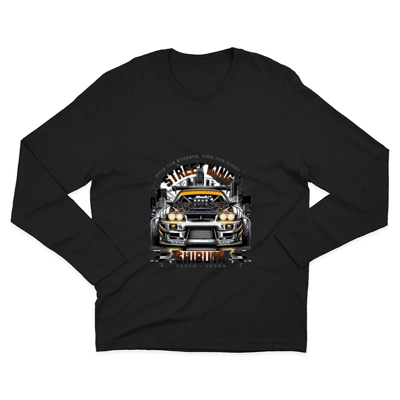 Street King: Modified Toyota Supra in Shibuya Night Scene Male Long Sleeve T-Shirt