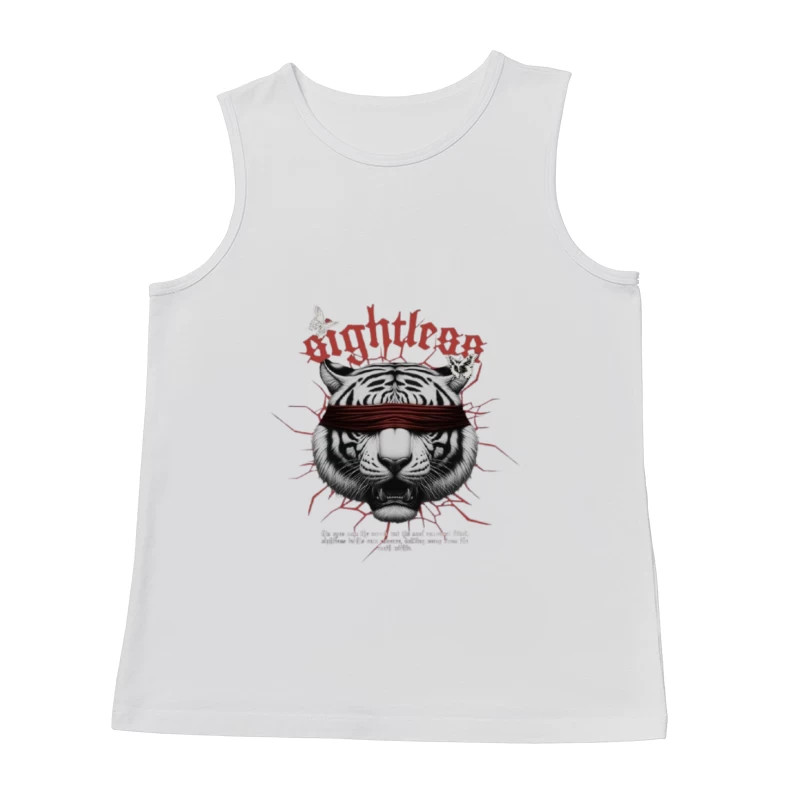 Blindfolded Tiger with Gothic Typography Male Tank Top