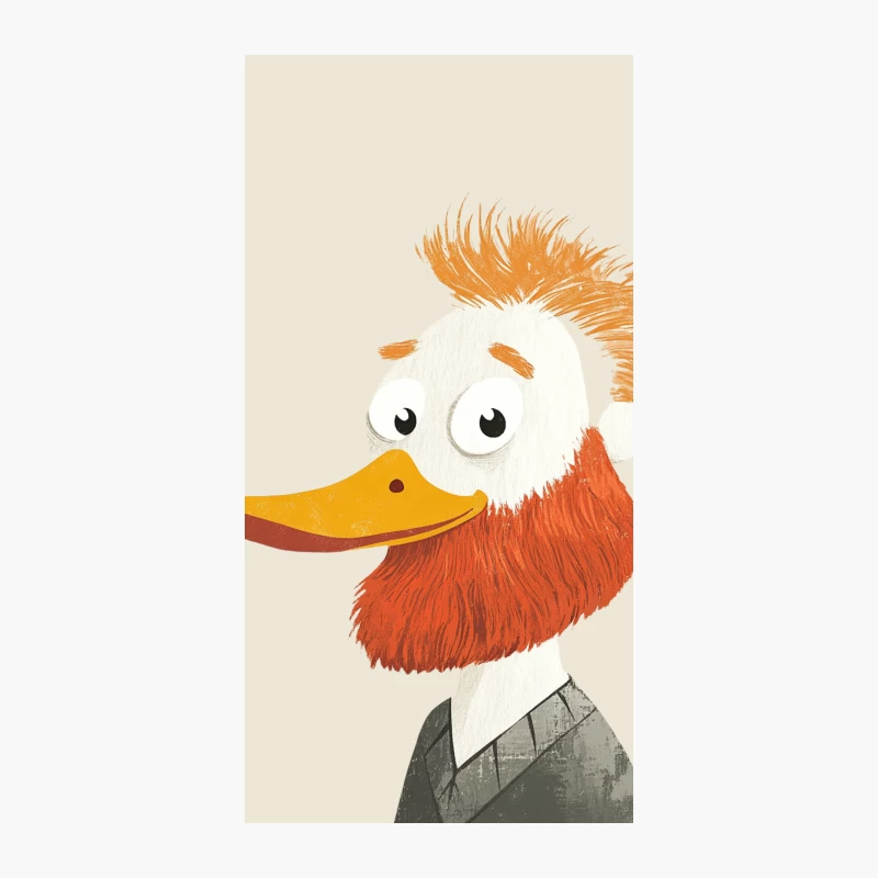 Quirky Duck Character with Orange Hair and Beard Illustration iPhone Case