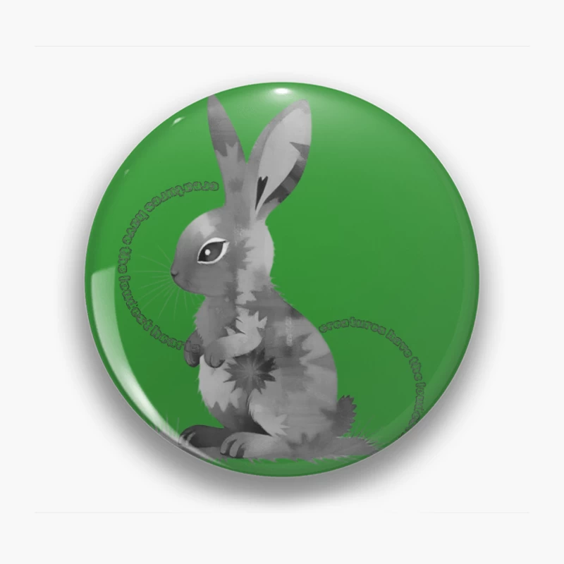 Grayscale Digital Art Illustration of a Sitting Rabbit Pin