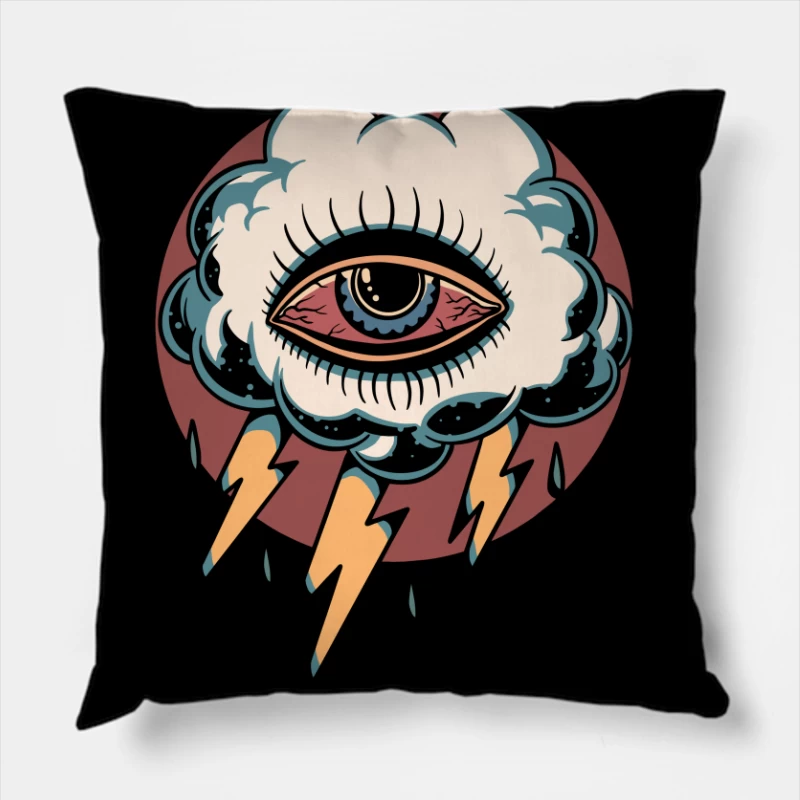 Surreal Eye in a Cloud with Lightning Throw Pillow