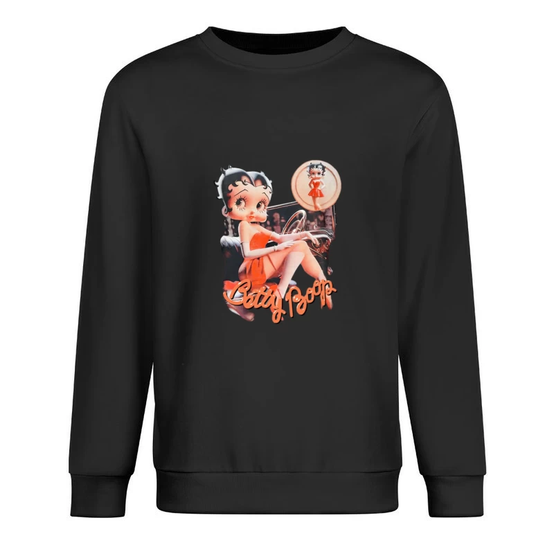Betty Boop in Auto, Illustrazione Retrò e Cartoon Felpa pullover Uomo