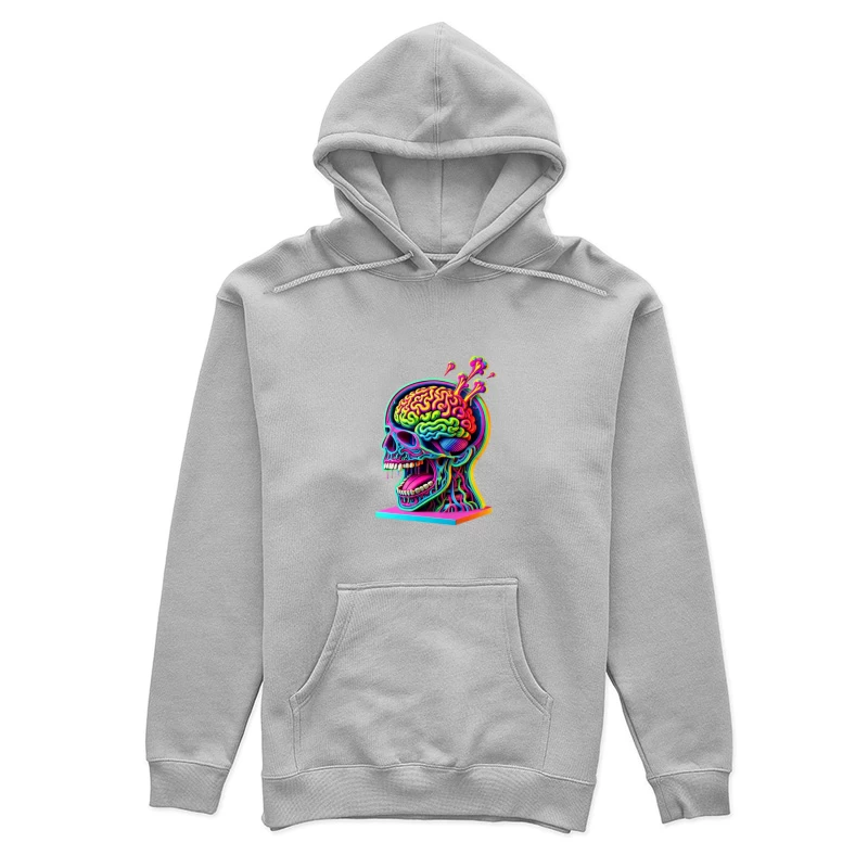 Psychedelic Anatomical Skull with Rainbow Brain Female Pullover Hoodie