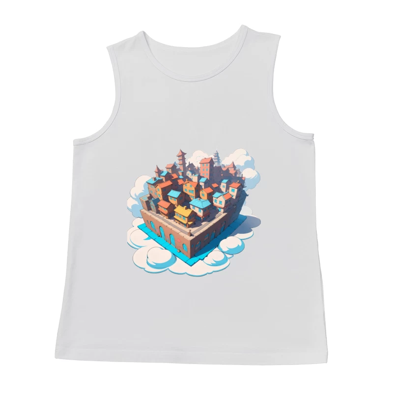 Whimsical Colorful City in the Clouds Male Tank Top