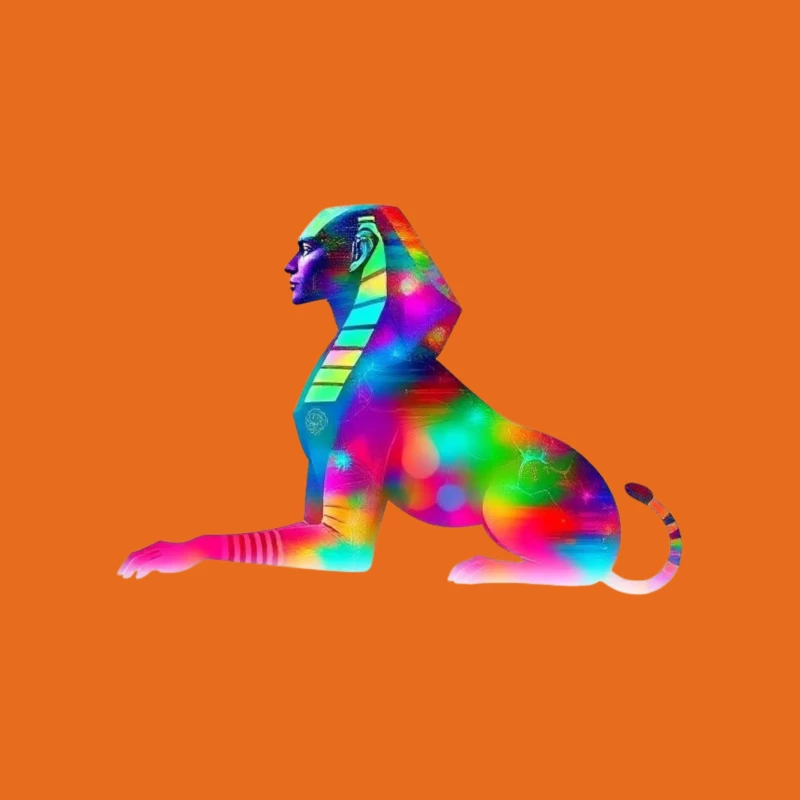 Colorful Abstract Sphinx Art Tapestry