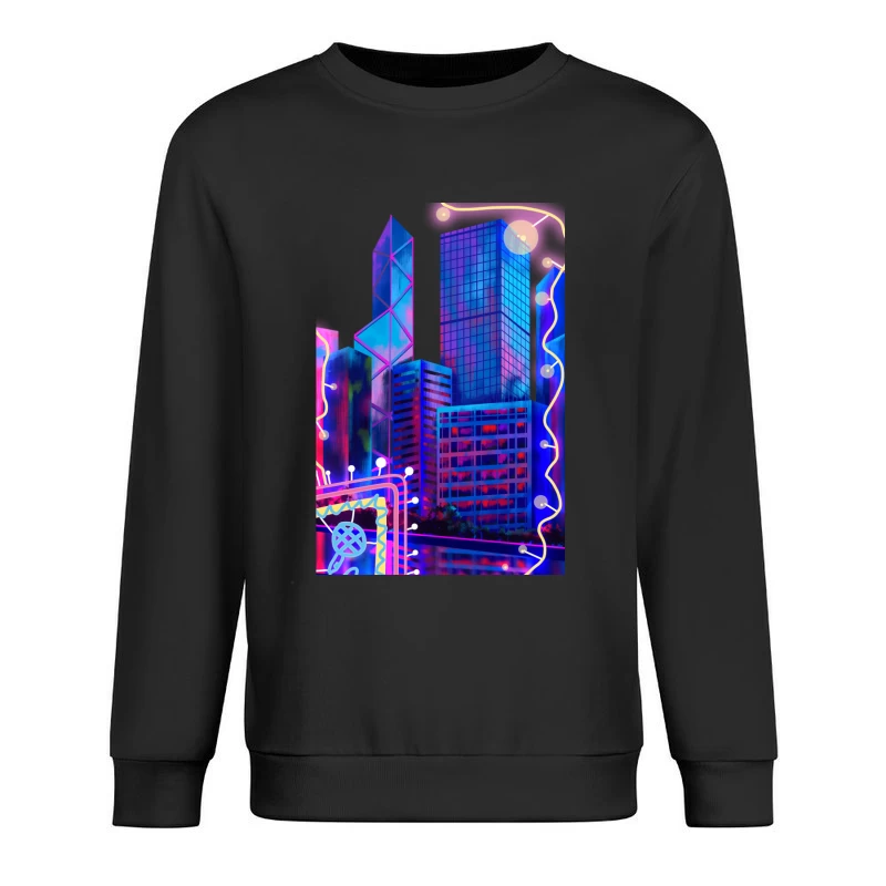 Neon Skyline Kunst Herren Pullover Sweatshirt