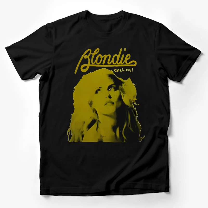 Vintage Blondie "Call Me" Album Cover in Yellow Monochrome Male T-Shirt