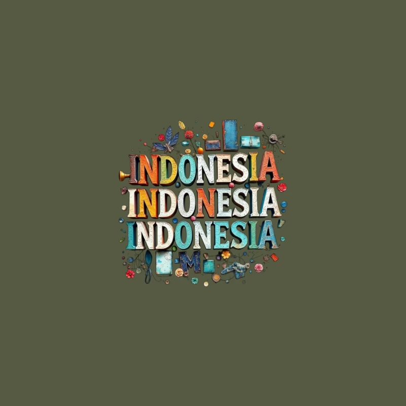 Artistic Typography Design of Indonesia with Colorful Decorative Elements iPhone Case