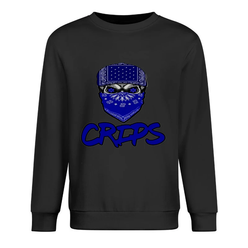 Blue Bandana Skull with Crips Gang Symbol Male Pullover Sweatshirt