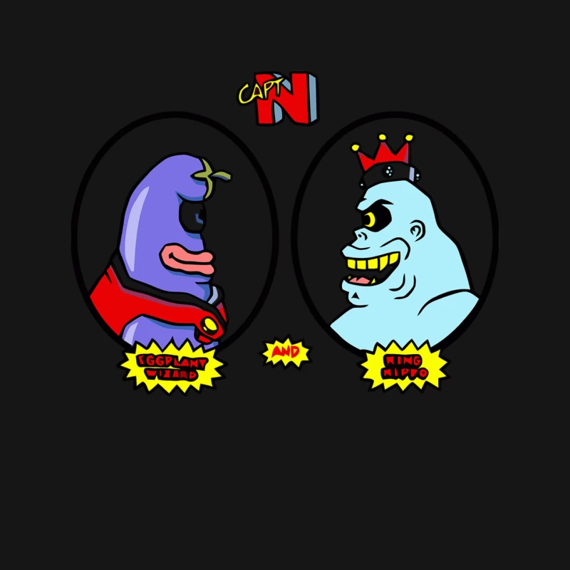 Retro Gaming Cartoon Characters: Eggplant Man Meets King Hippo Mouse Pad