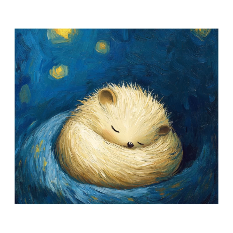 Dreamy Hedgehog Under a Starry Night Sky Tapestry
