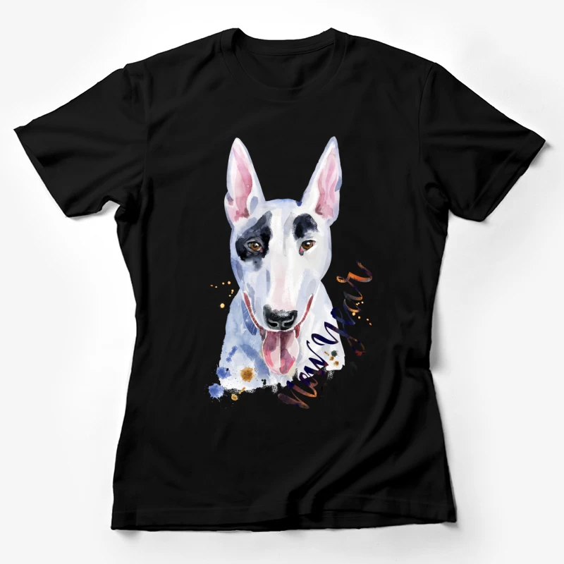 Aquarelle de Bull Terrier pour le Nouvel An Femme T-Shirt